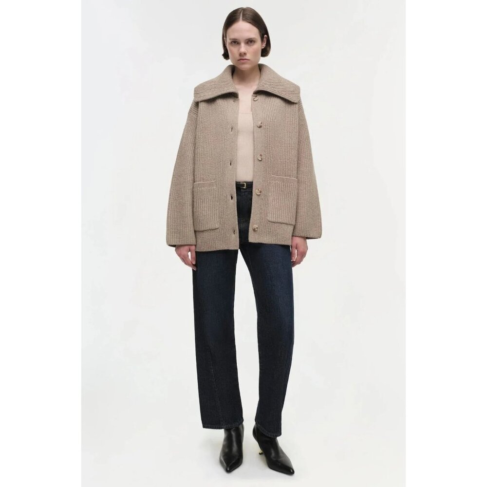SIMKHAI Hollie Cardigan in Oat X-Small New Womens Knit Wool Sweater - Picture 15 of 16